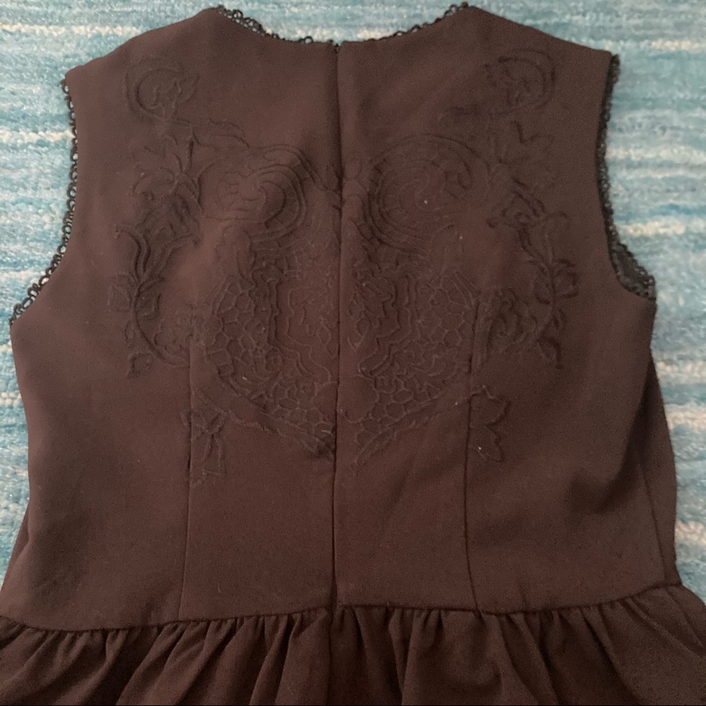 Red Valentino Dress Embroidered Pointelle Detail Sleeveless Black A- Line - Picture 8 of 10